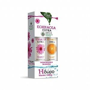POWER HEALTH Echinacea Extra με Στέβια 24 Tabs 1+1 ΔΩΡΟ Vitamin C 500 mg 20 Tabs 